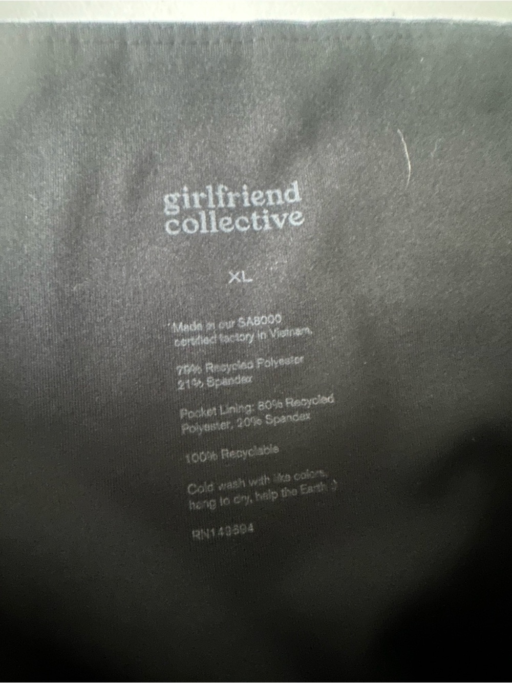 Girlfriend Collective Black Pocket Leggings Size XL - Picture 3 of 6